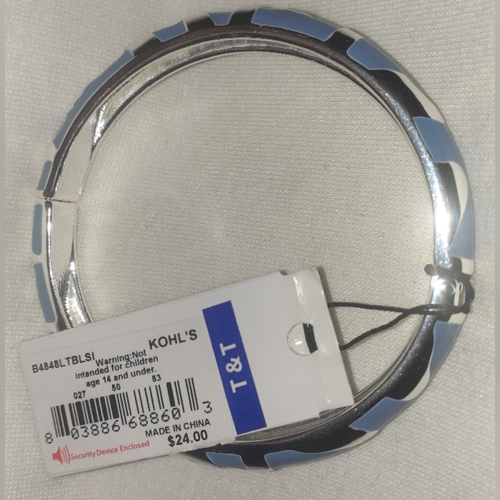 Silver and Purple Bangle Bracelet